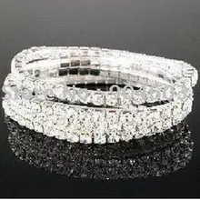 120 шт/партия, лучшее качество, модные серебряные однолинейные прозрачные браслеты с горным хрусталем, браслет B11043