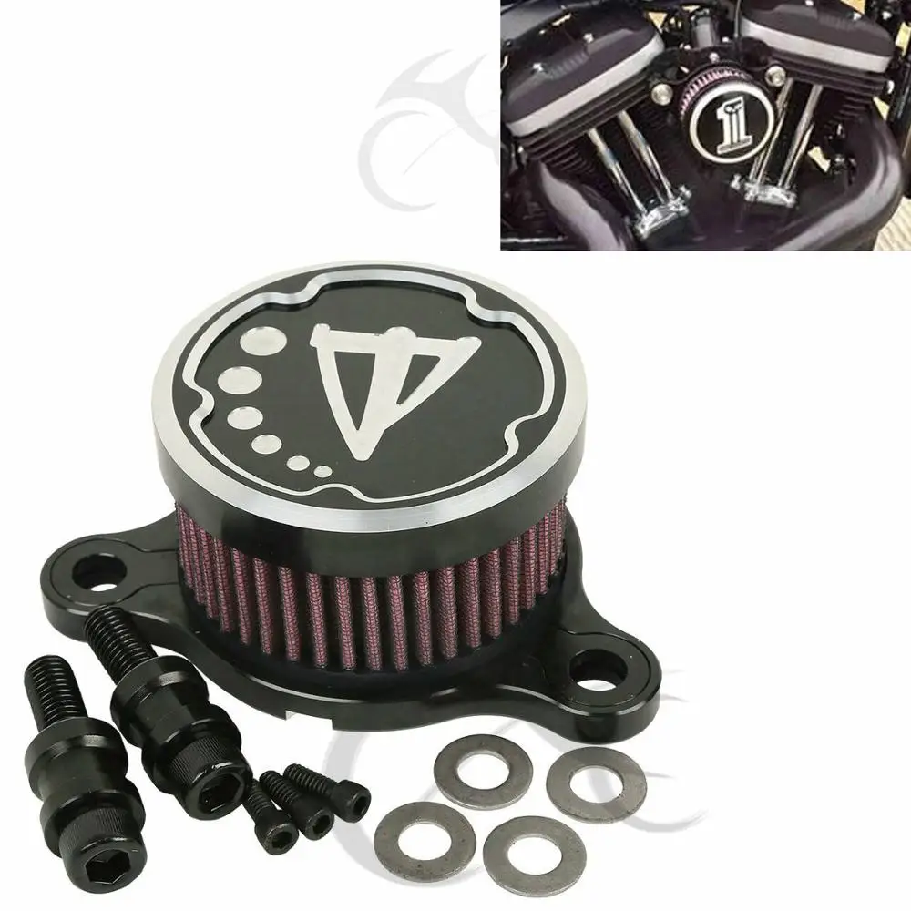 

Black Chrome Air Cleaner Intake Filter System Kit For Harley sportster XL 883 1200 04-16 15 Aluminum