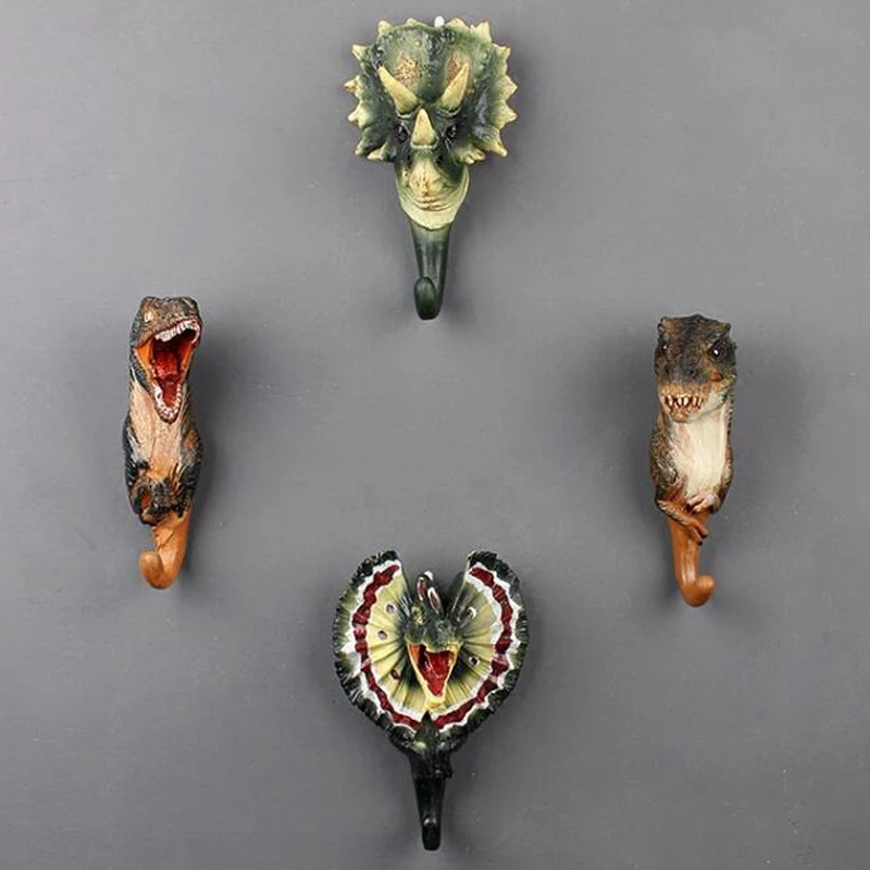 

American Decor Hook Jurassic Dinosaur Key Hook Resin Animal Model Storage Tool Dinosaur Wall Decoration Hat Bags Holder 04353