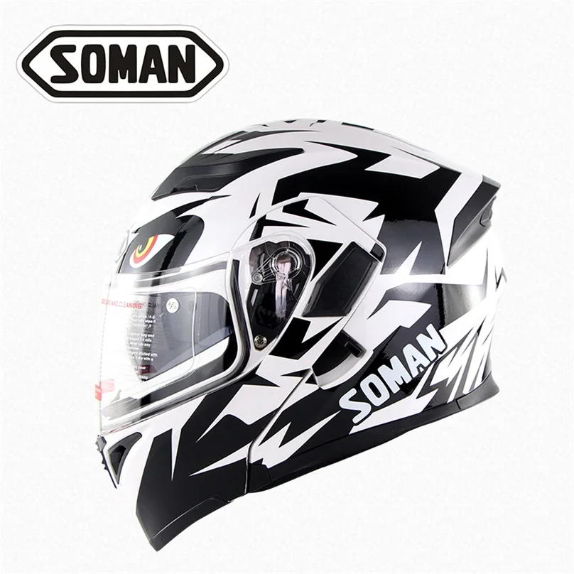 

New Arrival Soman 955 SkyEye Street Motorcycle Double Lens Helmets DOT Approval Breathable Moto Bike Flip up Capacetes