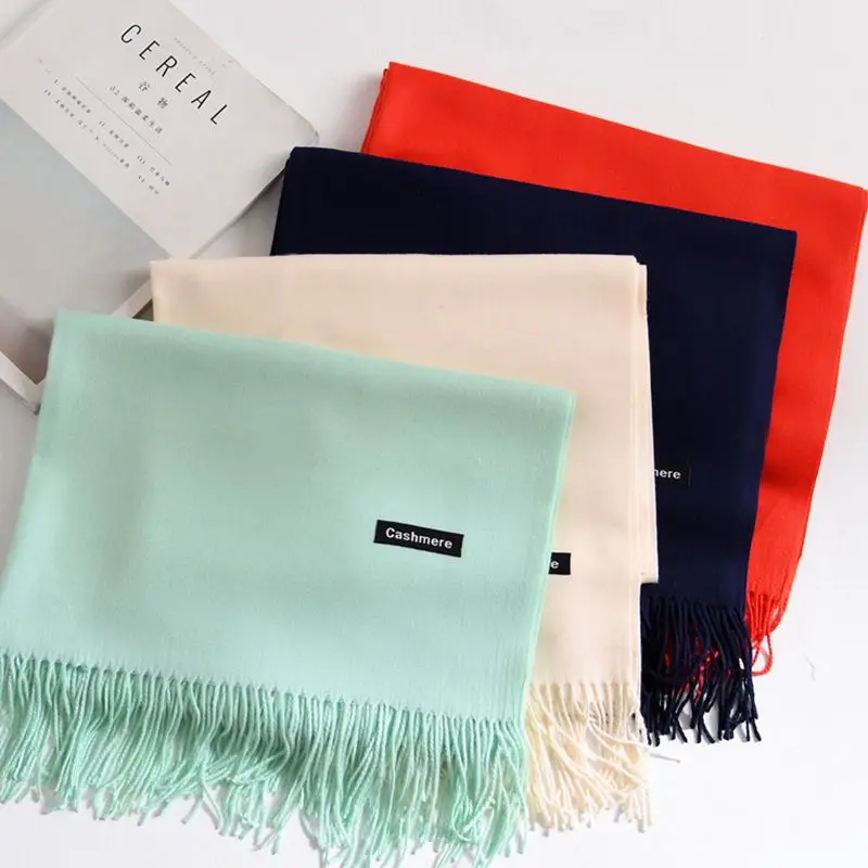 

UACY Autumn and Winter Burst Monochrome Imitation Cashmere, Classic Pulled Scarf Shawl, Multi-color Optional