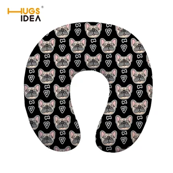 

HUGSIDEA Printing Cute French Bulldog Travel U-shaped Slow Rebound Memory Foam Travel Portable Pillow Neckrest Train Airplane