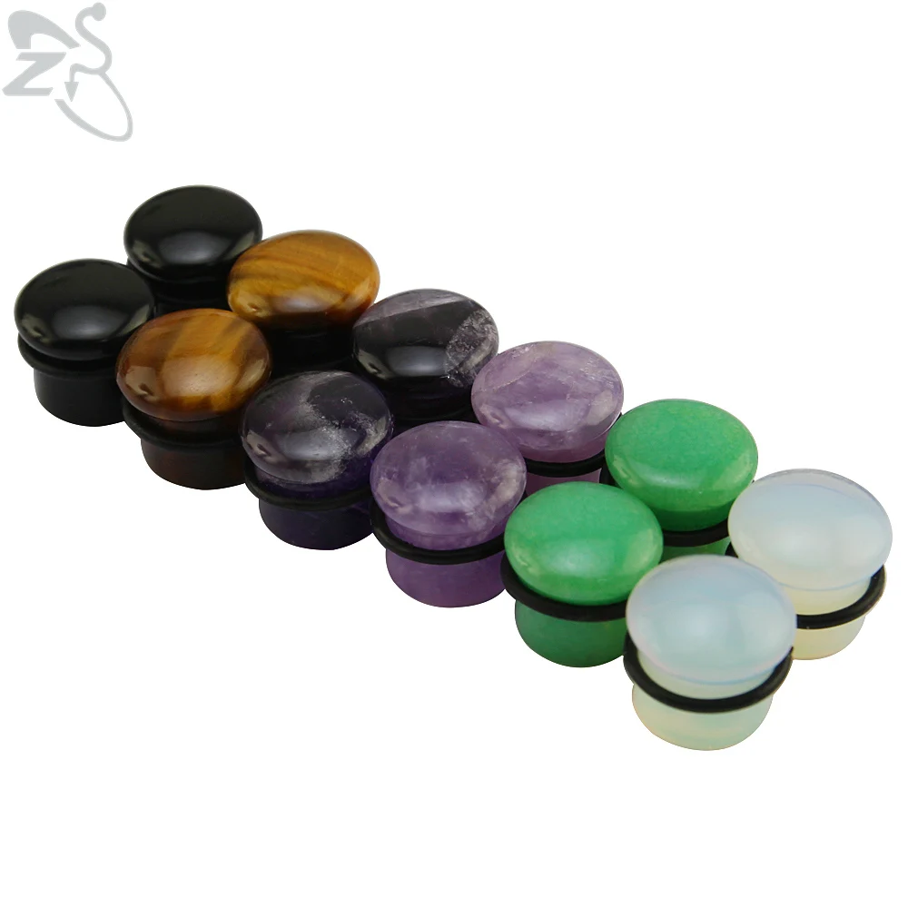 Natural Color Stone Ear Plugs and Tunnels for Men Trendy Stone Ear