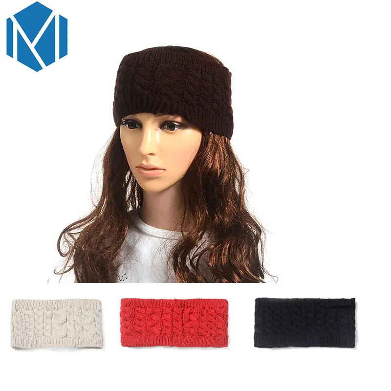 

M MISM Hand-knit Hair Bands Warm Autumn Fall Spring Headband for Woman Girls Femme Weaving Turban Hair Accessories Hoop