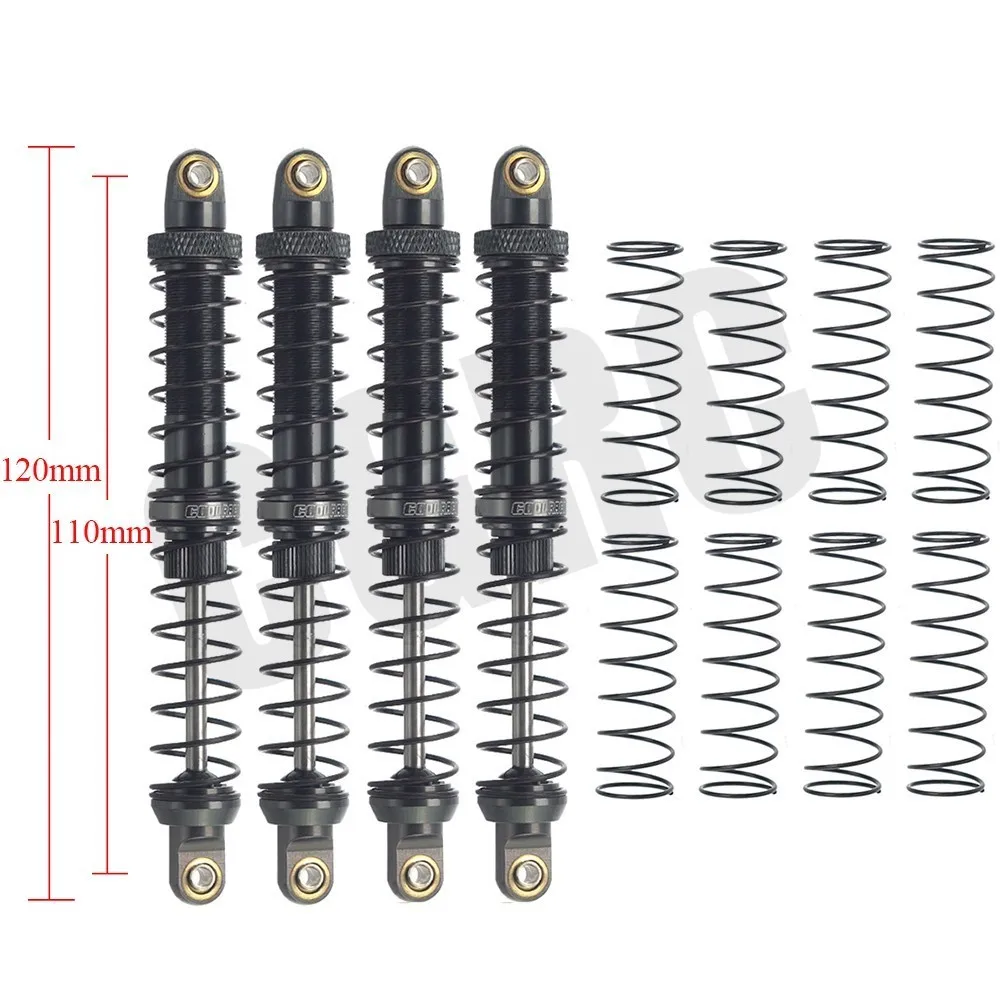 Двойной пружинный гидравлический металлический амортизатор 100/110 мм для 1/10 RC Гусеничный автомобиль TRX4 D90 осевой Scx10 90046 RC4WD CC01 - Color: Gray 110mm 4pcs