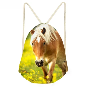 

ThiKin Fashion 3D Animal Horse Figure Boy Drawstring Bag Women's Backpack Travel Daily Casual Girl's Knapsack Beach Bags Party