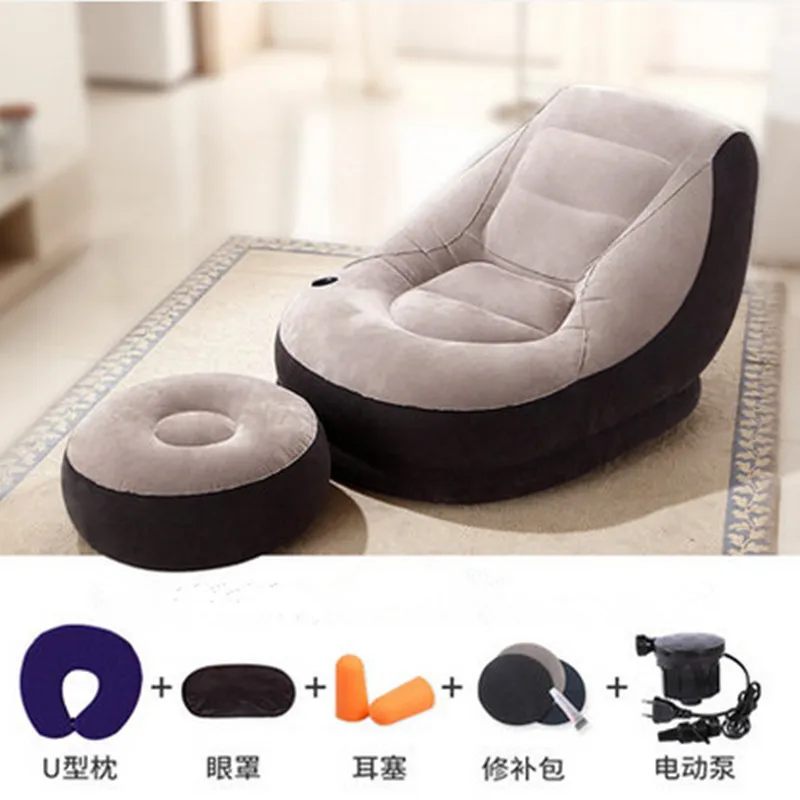 Bean Bag Chair Living Room Folding Furniture Inflatable Sofa Bed Bedroom Furniture With Footstool Free Shipping