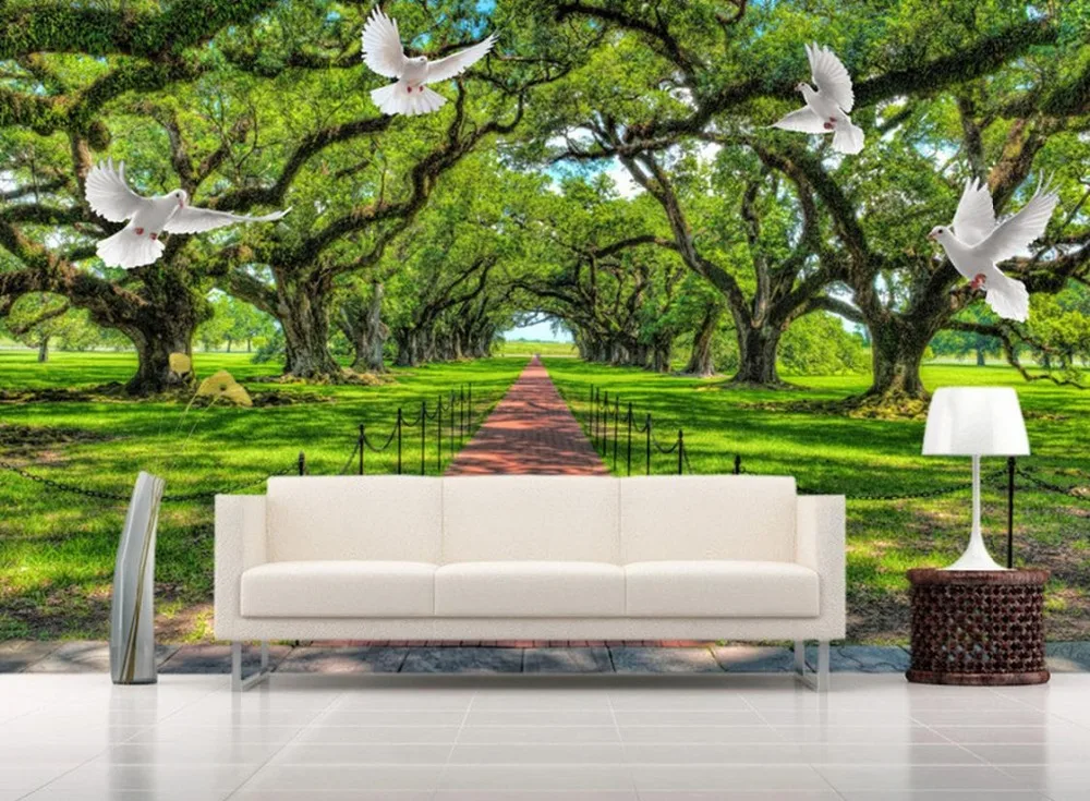 

Custom wallpaper for walls 3 d photo wall mural Green Trees Landscape TV Walls 3d nature wallpapers for living room
