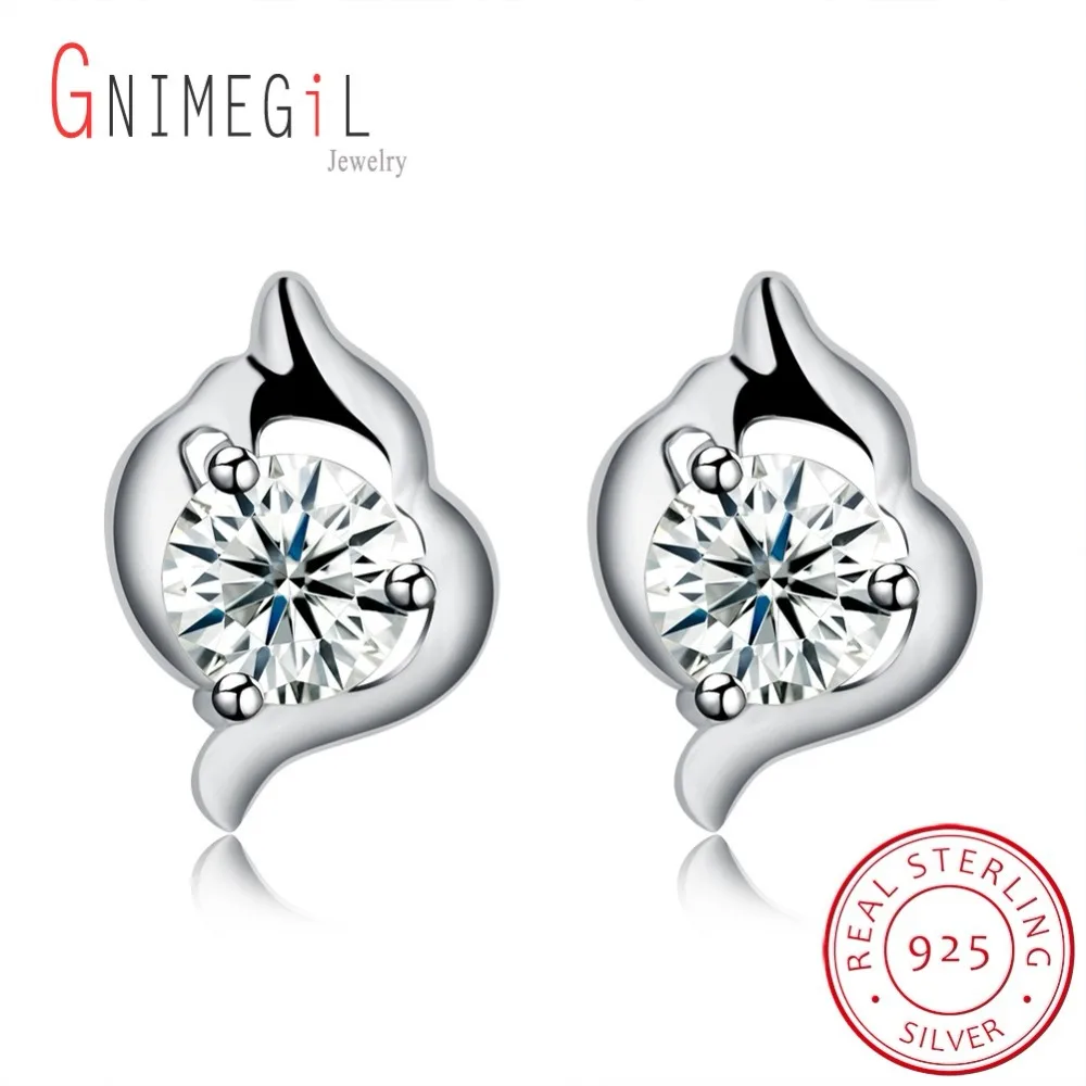 GNIMEGIL Стерлинговое Серебро 925 пробы Новые Модные Винтажные серьги-гвоздики CZ