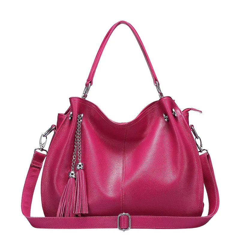 Siruiyahan сумка из натуральной кожи женские сумки известных брендов сумки на плечо женские сумки - Цвет: Ярко-розовый
