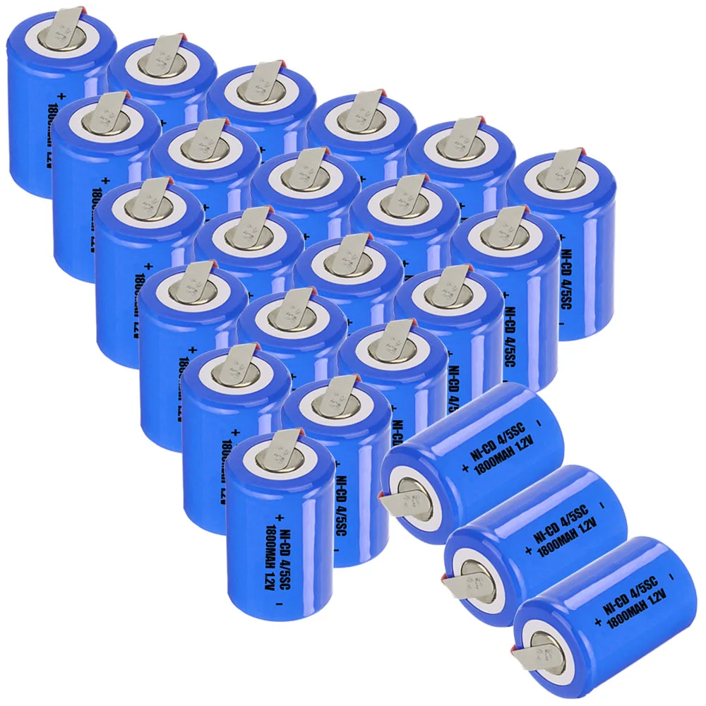 24 pcs 4/5SC battery 1.2V SUBC batteries rechargeable 1800mah flat top color random | Электроника