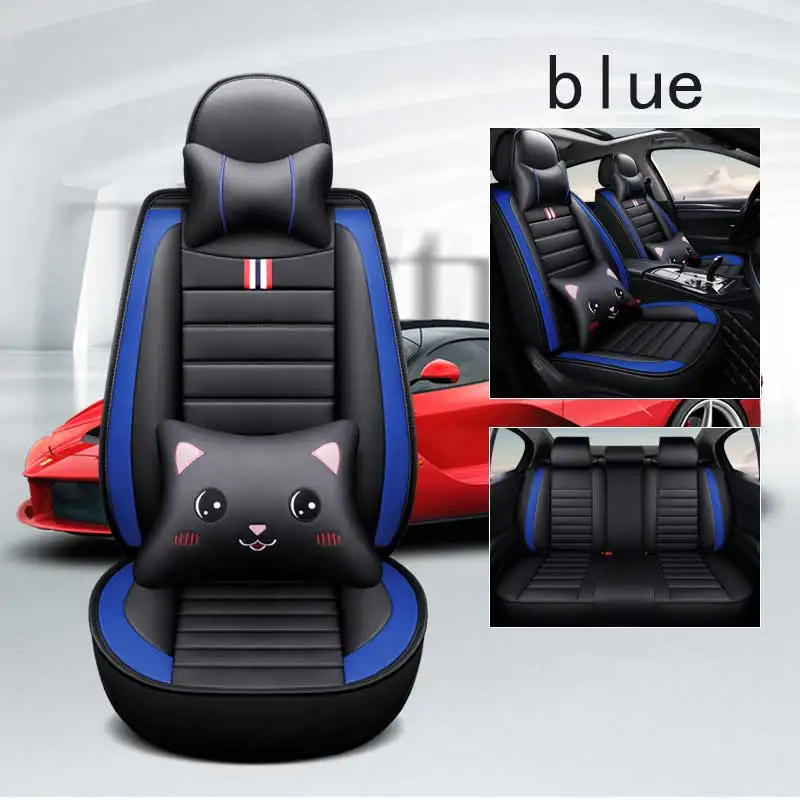 blue Кожаные Защитные чехлы для сидений автомобиля коврик авто чехол для сиденья toyota prius 20 30 highlander rav4 tercel vios Kluger avalon chr C-HR - Название цвета: blue