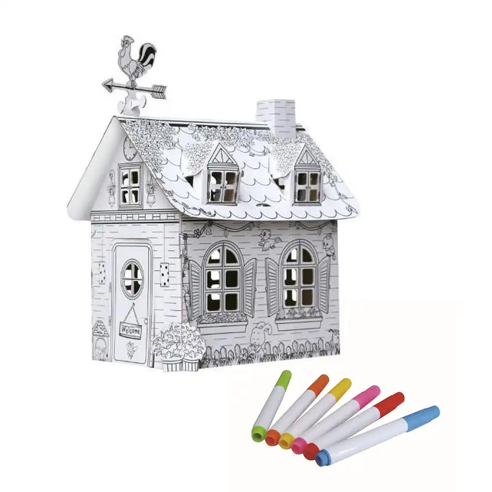 Cardboard Coloring House Color Fun