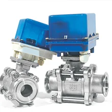 Двусторонняя нержавеющая сталь Электрический шаровой клапан, DN65 моторизованный шаровой клапан CR03/CR04 DC12V/DC24V