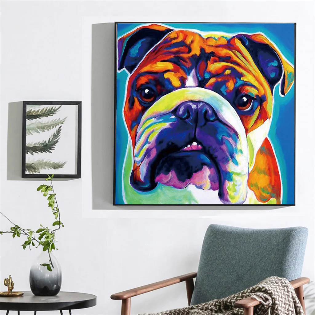 

Partial Square Drill 5D Diamond Painting DIY Diamond Embroidery Colorful Bulldog Cross Stitch Rhinestone Mosaic Decoration