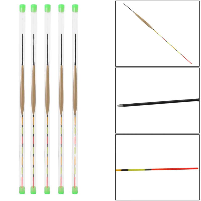 

5Pcs Wood Fishing Tackle Floats Bobber Floating Vertical Buoy Fish Accessories