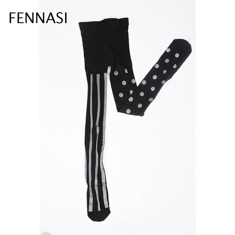 Женские компрессионные чулки FENNASI нейлоновые колготки в полоску и горошек с