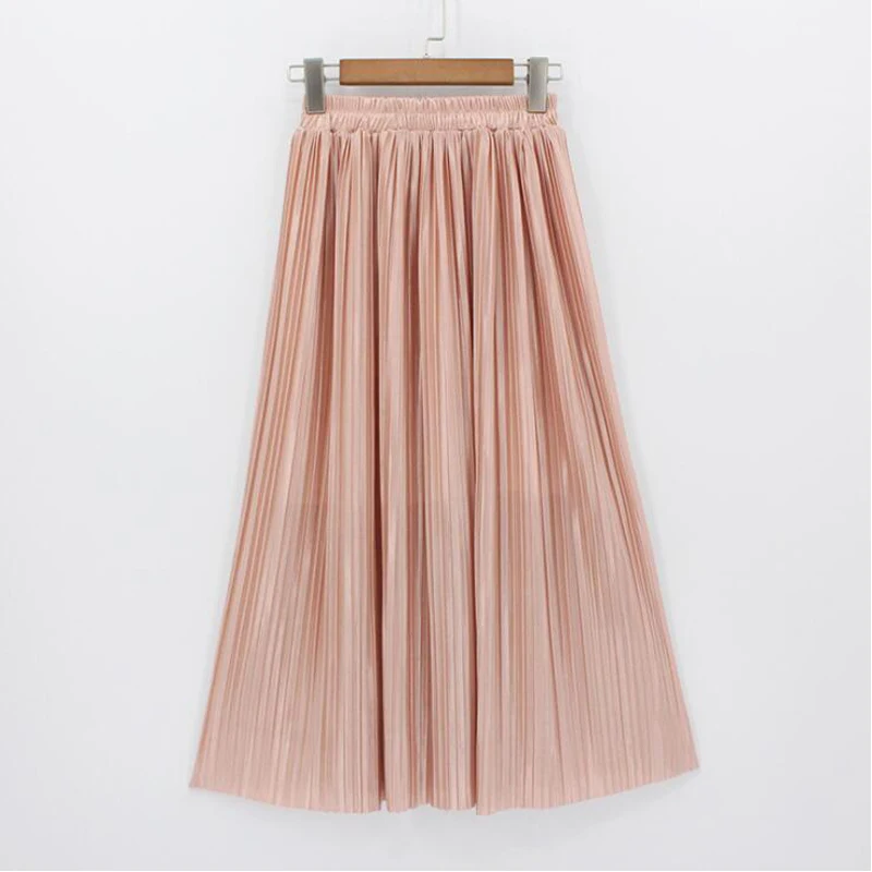 

Spring and Autumn New Fashion Women's High Waist Pleated Solid Color Half Length Elastic Skirt Promotions Lady Black Pink