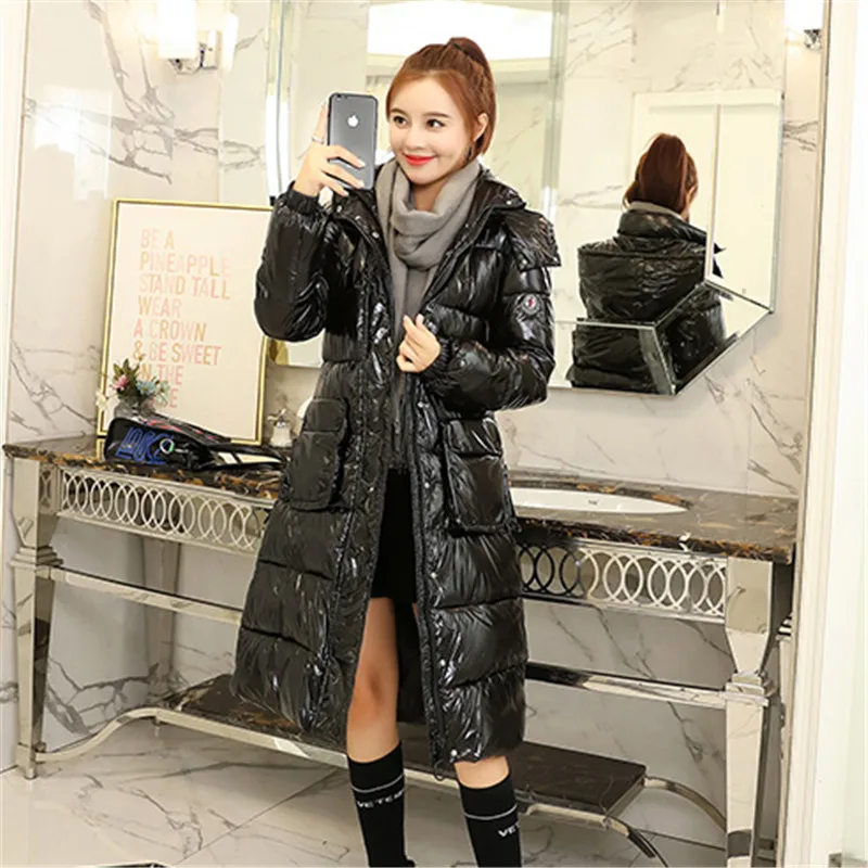 Women Jacket New Hooded parka 2018 Winter Female Long Jacket fashion Glossy Solid color Coat lady Winter Warm Outerwear NO481 Women Jacket New Hooded parka 2018 Winter Female Long Jacket fashion Glossy Solid color Coat lady Winter Warm Outerwear NO481
