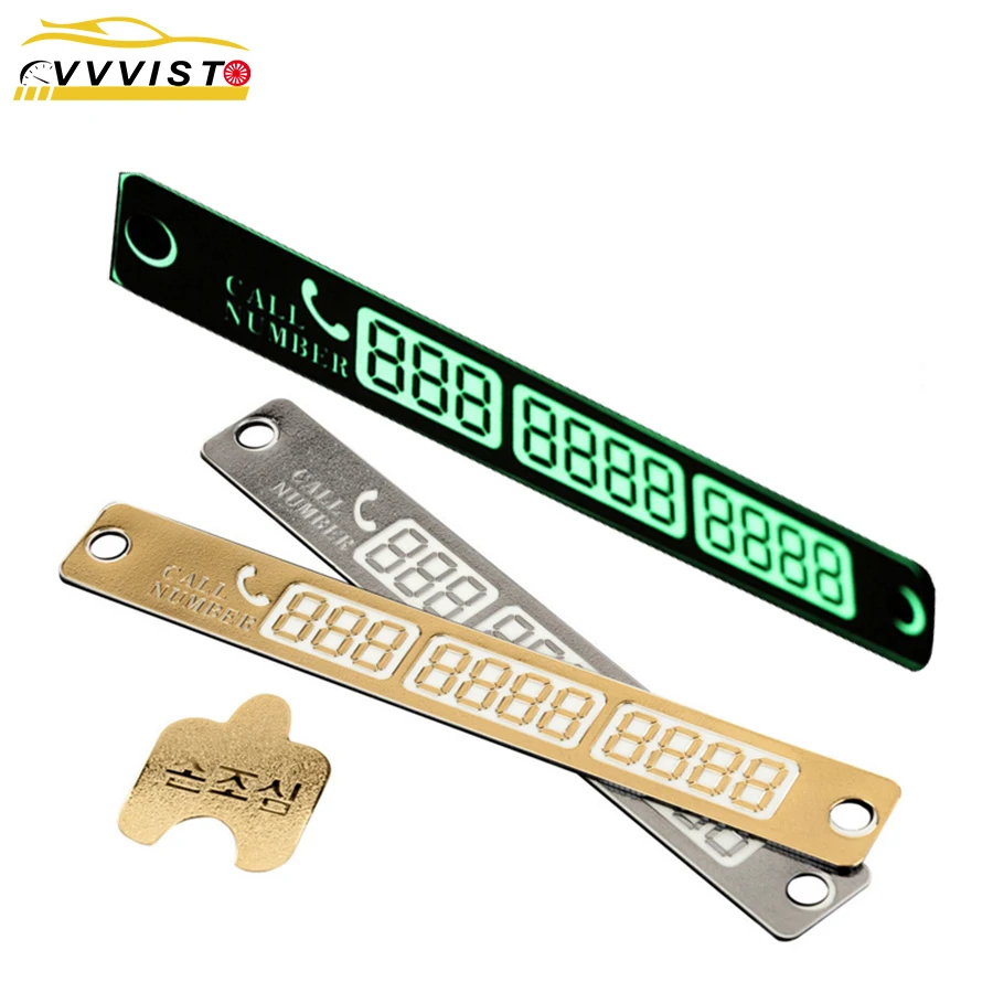 

1pcs Car Sticker Luminous Phone Number Notification Car Temporary Parking Card Plate Suckers Night Light Interior Accessories