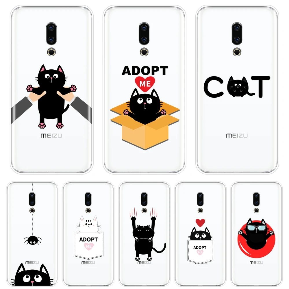 

Back Cover For Meizu Pro 6 7 Plus U10 U20 Girl Funny Cute Cat Animal Soft Silicone Phone Case For Meizu 16th 16x 15 Lite 16 Plus