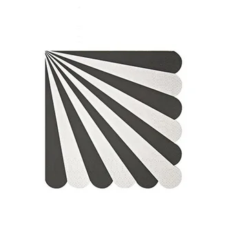 

Classical White Black Stripped Napkins with Scalloped Edge, Paper Napkin, For Birthday, Wedding Party Event Decoration
