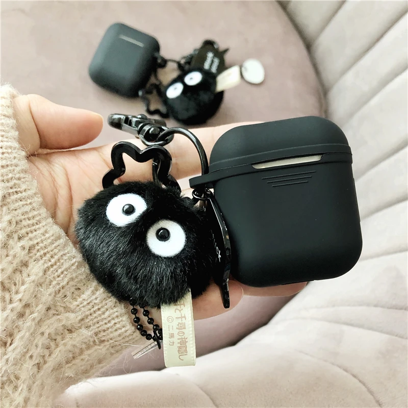 Black Silicone Case for Apple Airpods Case Accessories Protective Cover Bluetooth Earphone Case Key Ring Gifts