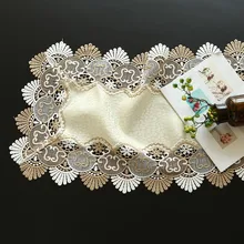 European Style Simple Water Soluble Lace Jacquard Fabric Table Runner Mats Mat Coffee Table Champagne Gold Table Flag Pad