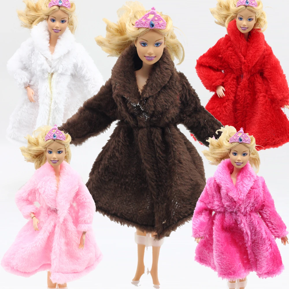 Abrigo felpa de moda, abrigos grandes de invierno para muñeca, vestido rosa, rosa, rojo, marrón, color, 1 ud., envío gratis, 1/6|clothes for barbie|clothes for barbie dollsfor barbie - AliExpress