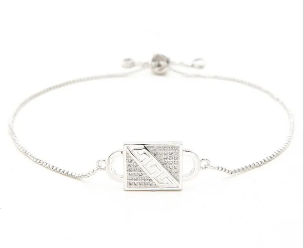 

gold silver rose gold Chain bracelet micro pave cz rope Cubic Zirconia adjusted Macrame bracelet Lock Bangles xh lovers jewelry