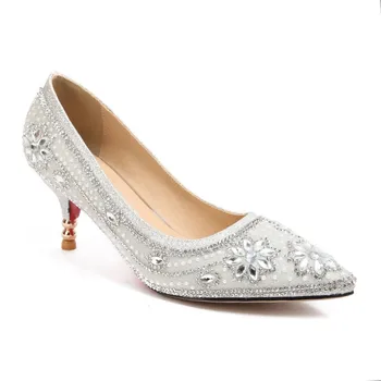 

In the spring of 2018 the new sexy fine with high heels pointed diamond 30 shallow mouth bride shoes 18112-47