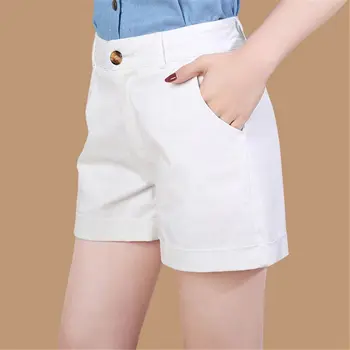 

New 2019 Summer Fashion Middle Aged Women Casual Style High Waist Button Shorts Female Vintage Plus Size 4XL Cotton Short X12