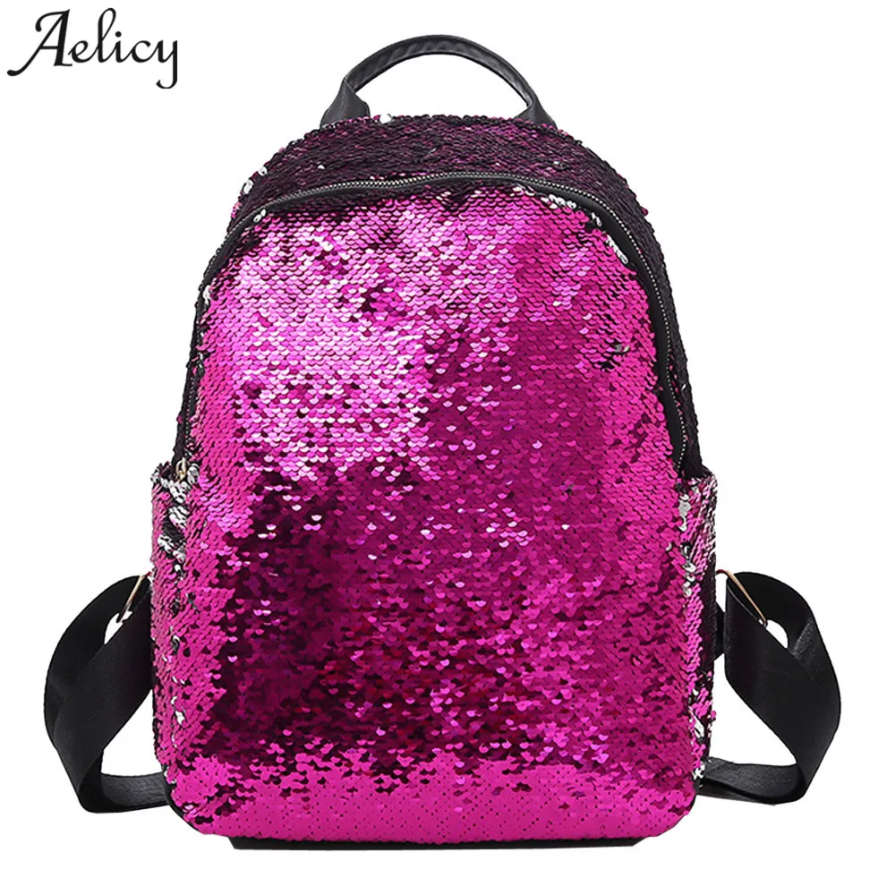 

Aelicy Women Sequins Backpacks For Teenage Girls Satchel Student Travel Rucksack Fashion Female Black School Sequin Bag mochila