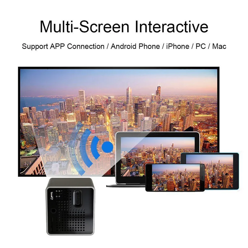 Мини-проектор wifi беспроводной мобильный проектор Поддержка Miracast Airplay DLNA карманный домашний кинопроектор светодиодный Умный домашний кинопроектор