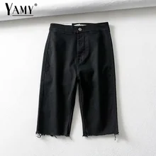 Летние джинсовые шорты с бахромой женские с высокой талией байкерские короткие джинсы винтажные черные популярные хлопковые женские шорты модная одежда