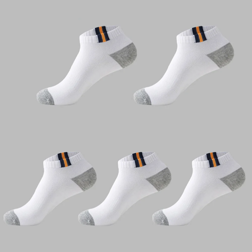 5 пар мужских носков на осень и лето, Классические дышащие хлопковые мужские короткие высококачественные носки, дезодорирующие мужские носки - Цвет: graybackground