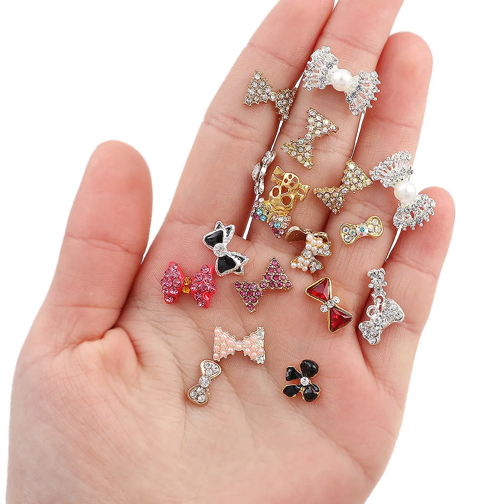 

10Pcs 3D Alloy nail art jewelry accessoires bow butterfly nails charm crystal diamond new