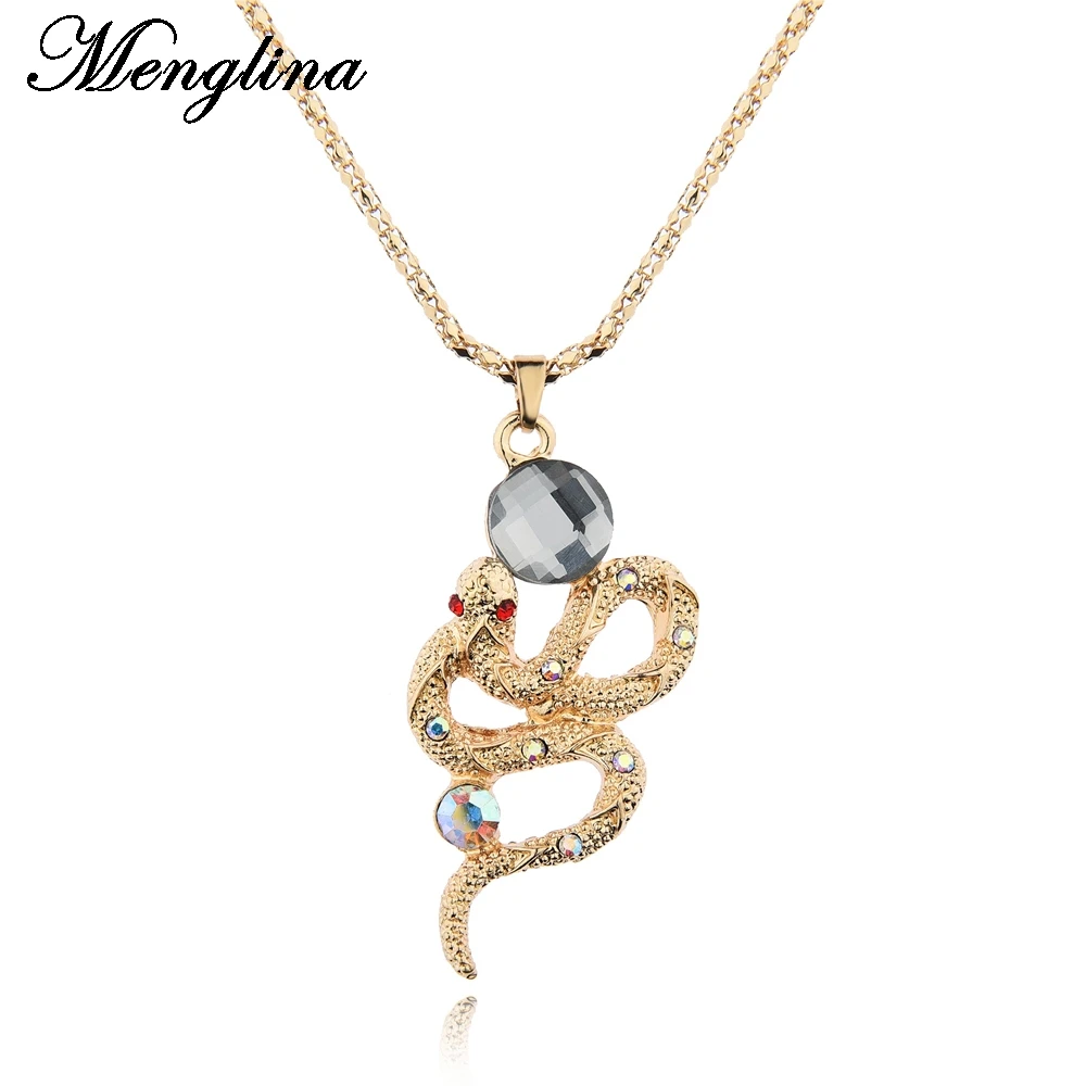 Menglina Fashion Gold Tone Metal Snake Pendant Necklace For Women