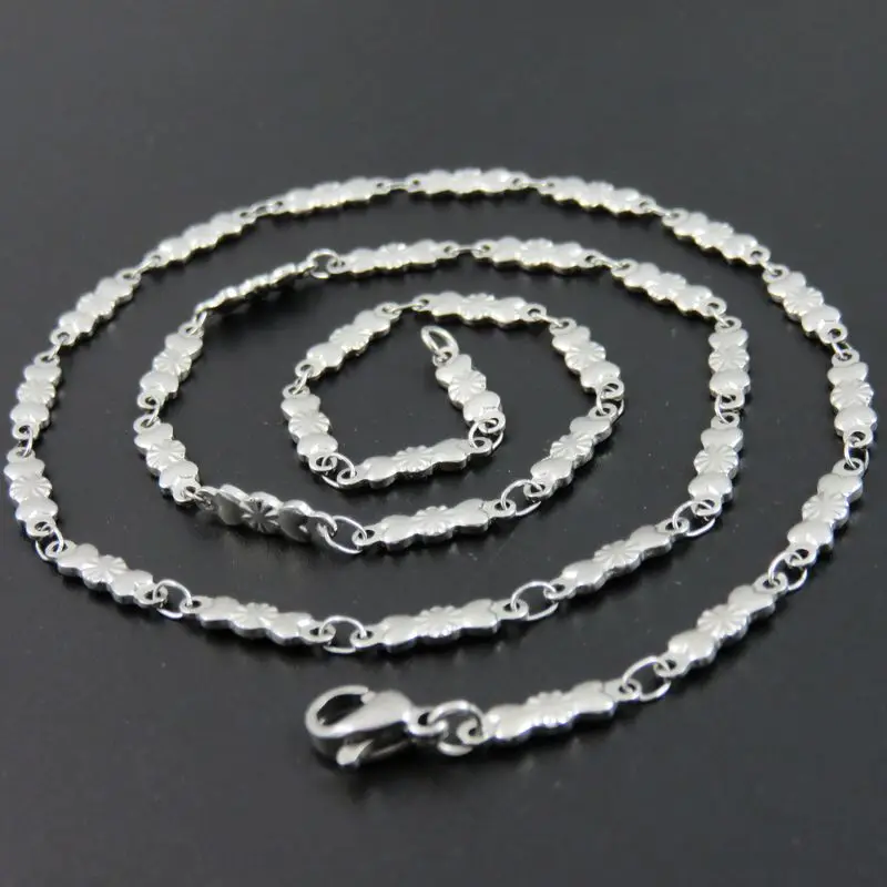 3.5mm Double Love Link Chain For Women Stainless Steel Love Heart Chain