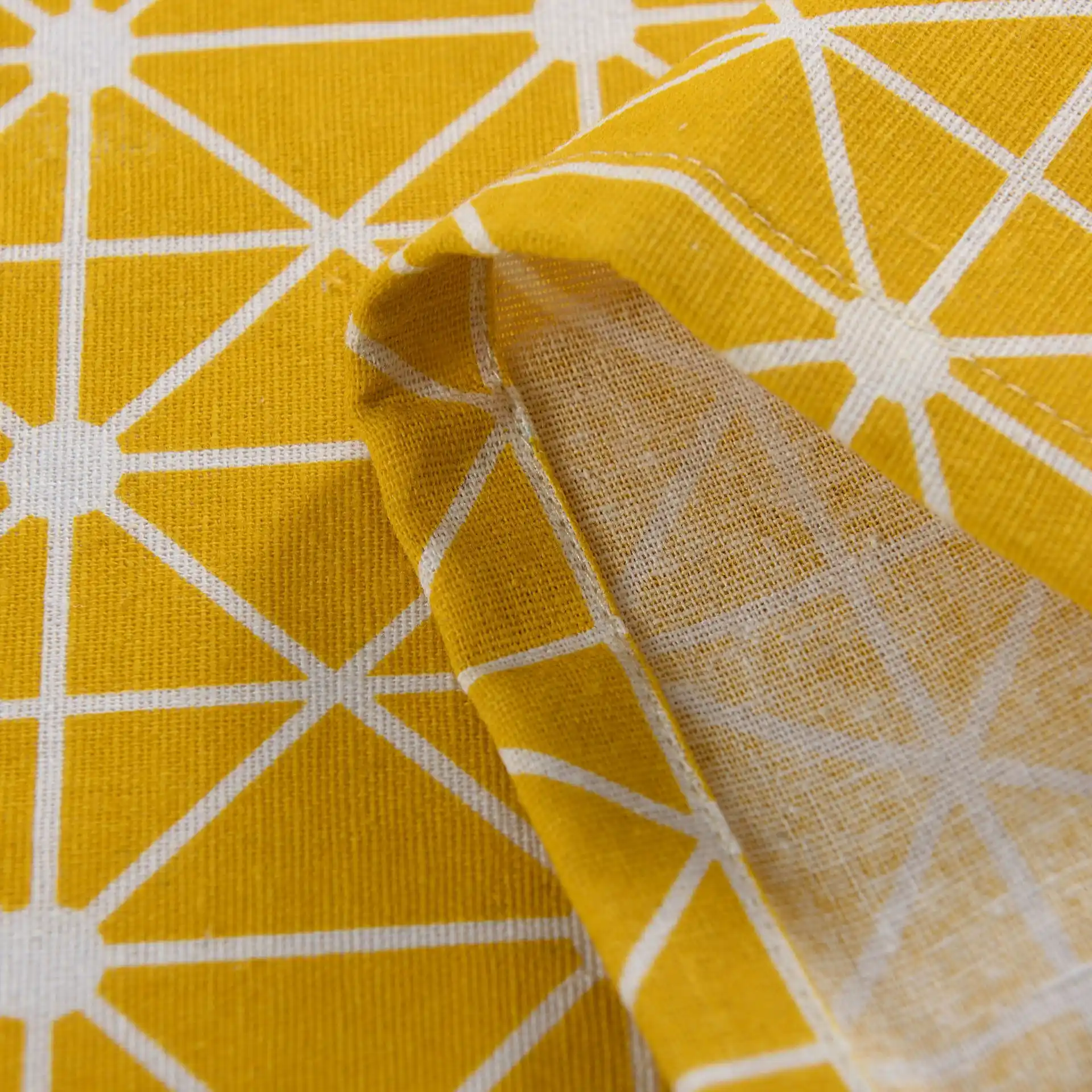 Yellow Linen Cotton Curtains For Living Room Kitchen Geometry