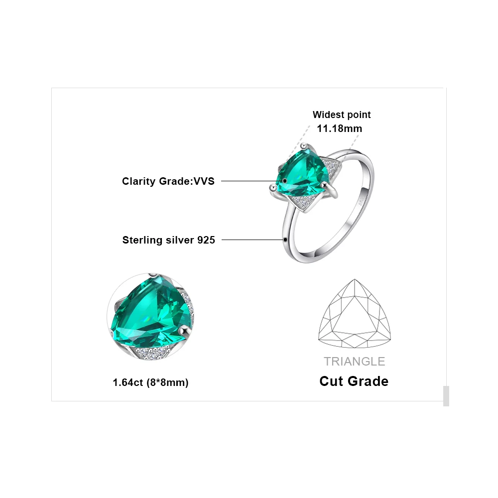 Jewelrypalace Треугольники Форма 1.68ct создания Изумрудный Обручение кольцо очарование