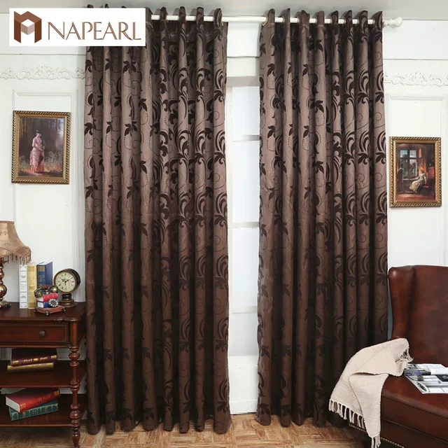 Napearl Jacquard Curtains Leave Design Brown Curtain Fabrics Window Napearl Jacquard Curtains Leave Design Brown Curtain Fabrics Window Treatments For Living Room Panel Shade