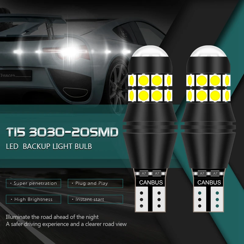 TUINCYN супер яркий 2 шт. T15 W16W светодиодный автомобильный светильник CANBUS без ошибок автомобильный парковочный светильник задний фонарь заднего хода Белый 2000Lm