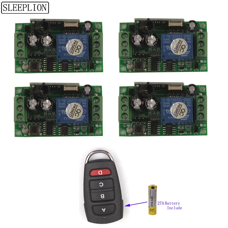 12V 4 Way Wireless Remote Switch Relay 4 Channel Relay Module 12V 433MHz315MHz Remote Control Garage Door Opener-1