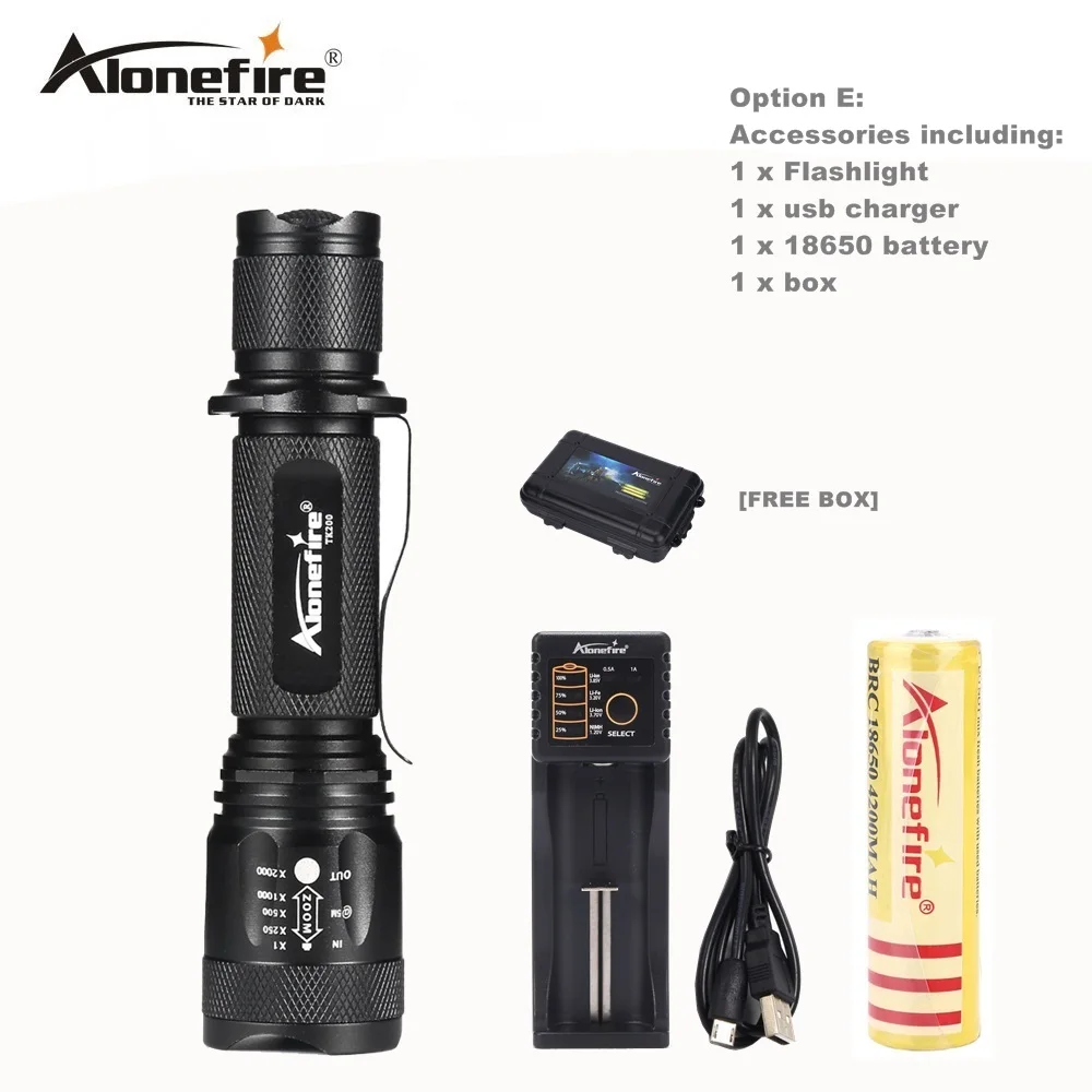 AloneFire TK200 CREE XML L2 светодиодный светильник-вспышка МОЩНЫЙ СВЕТИЛЬНИК-Вспышка водонепроницаемый тактический военный 18650 перезаряжаемый фонарь - Испускаемый цвет: Option E