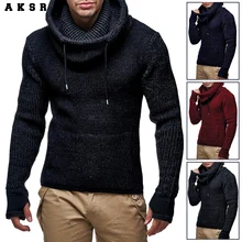 AKSR Autumn and Winter Causal Warm Men Winter Hooded Sweater Long Sleeved Hooded Mixed Color Thicken Coats Sweaters for Men