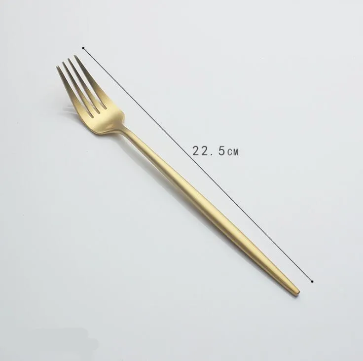 fork Португалия с острым концом Набор столовых приборов 304 нержавеющая сталь золотой цветной нож вилка ложка чайная ложка kitchen набор кухонная посуда - Цвет: fork