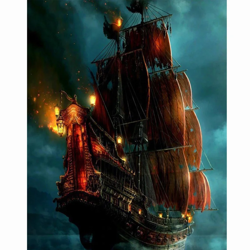 D-SH-Night-Water-Sailing-Boat-Diamond-Painting-Cross-Stitch-Resin-Needlework-Rhinestone-Mosaic-DIY-Diamond