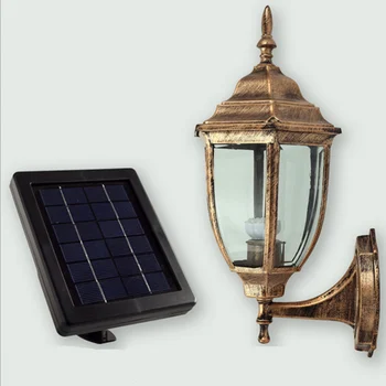 

Nordic E27 2w solar modern outdoor wall led light aluminum garden courtyard waterproof hexagonal control porch lights