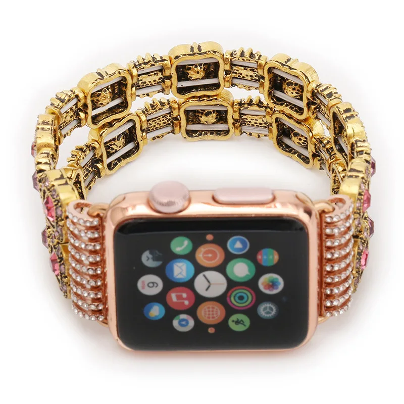 Умный браслет для мужчин и женщин для Cartier iphone, Apple Watch, винтажный ремешок с драгоценными камнями, iwatch, драгоценный камень, синий, 38 мм, 42 мм, порошковый ремешок, серия 1, 2, 3